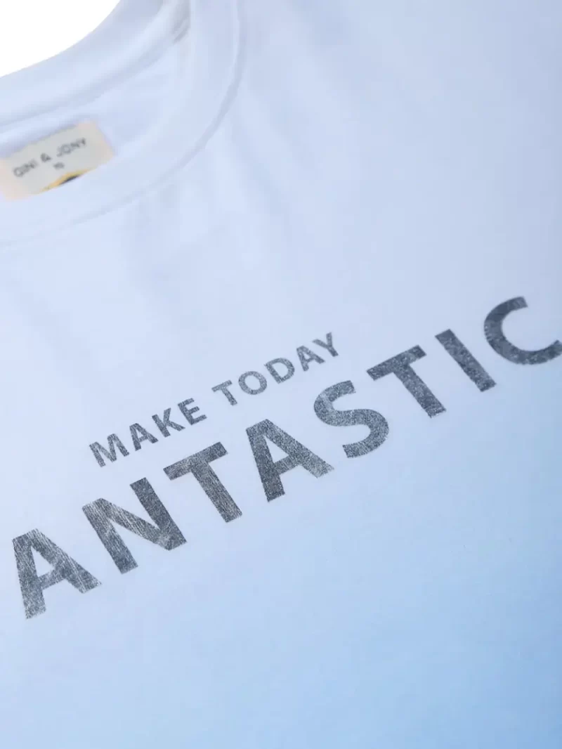 Gini & Jony Girls Blue Solid Cotton Half Sleeves Knits Top