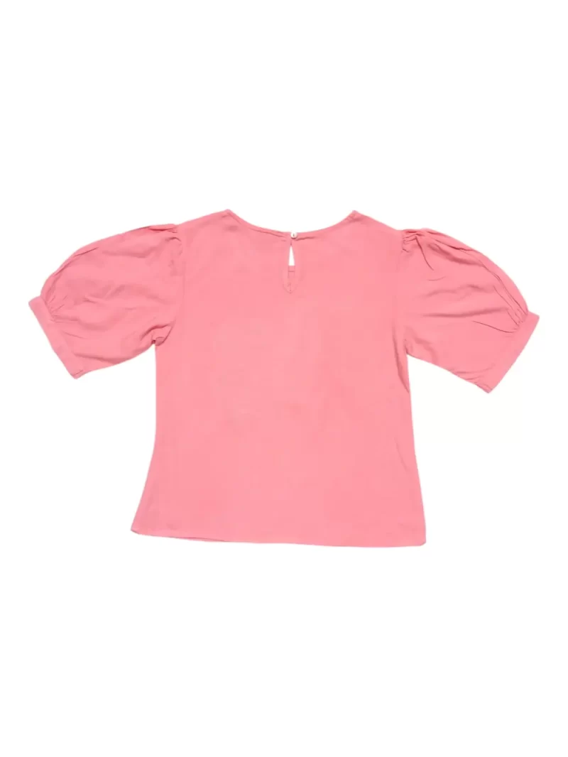 Gini And Jony Girls Pink Embroidery Cotton Half Sleeves Knits Top