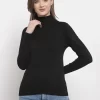 Women Solid Acrylic High Neck Top