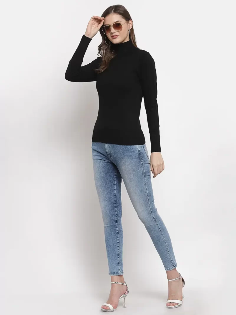 Women Black Solid Pullover