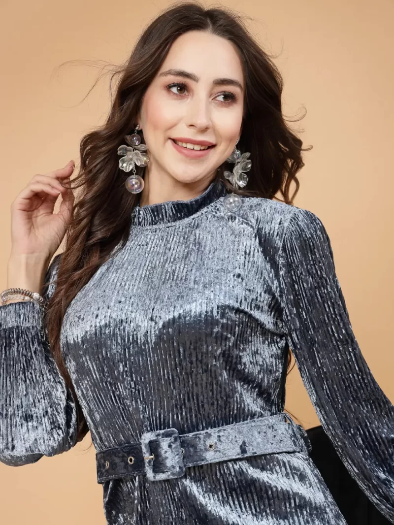 Velvet Dress With Belt