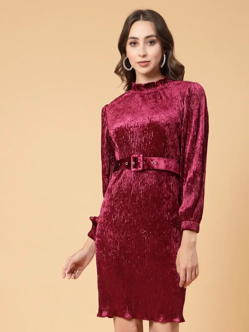 Velvet Dress With Belt