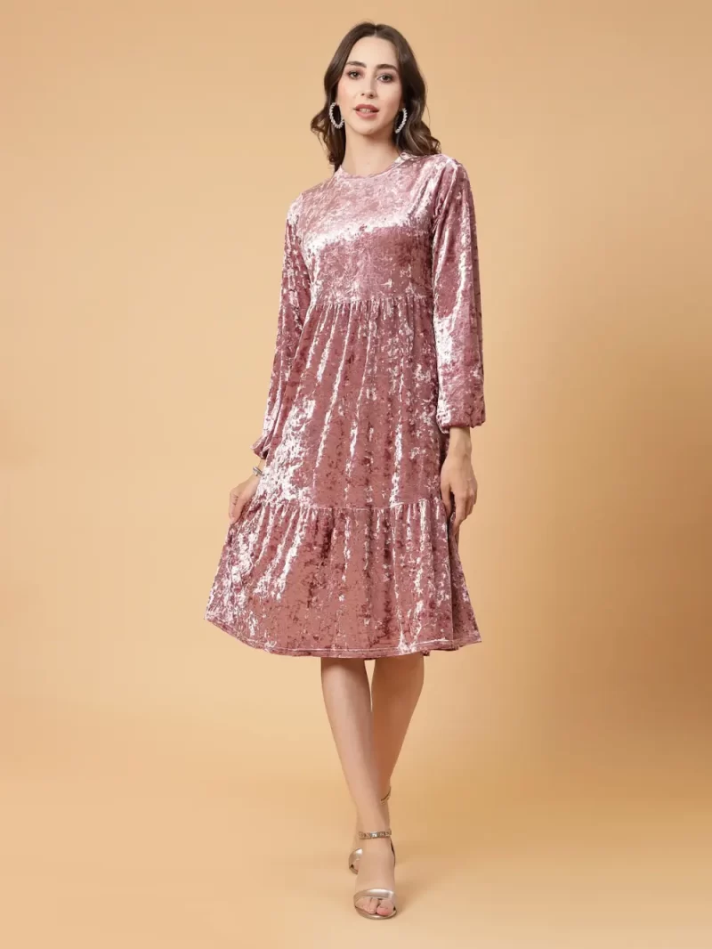 Round Neck A-Line Dress