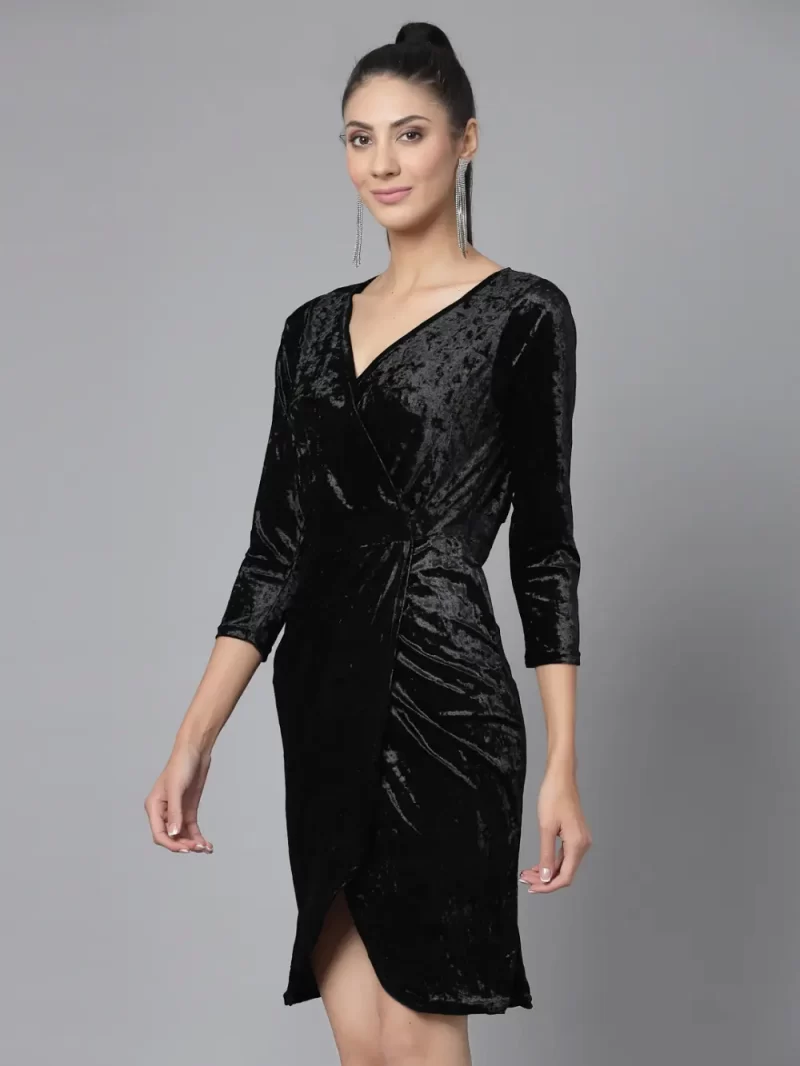 V Neck Wrap Tulip Hemline Dress