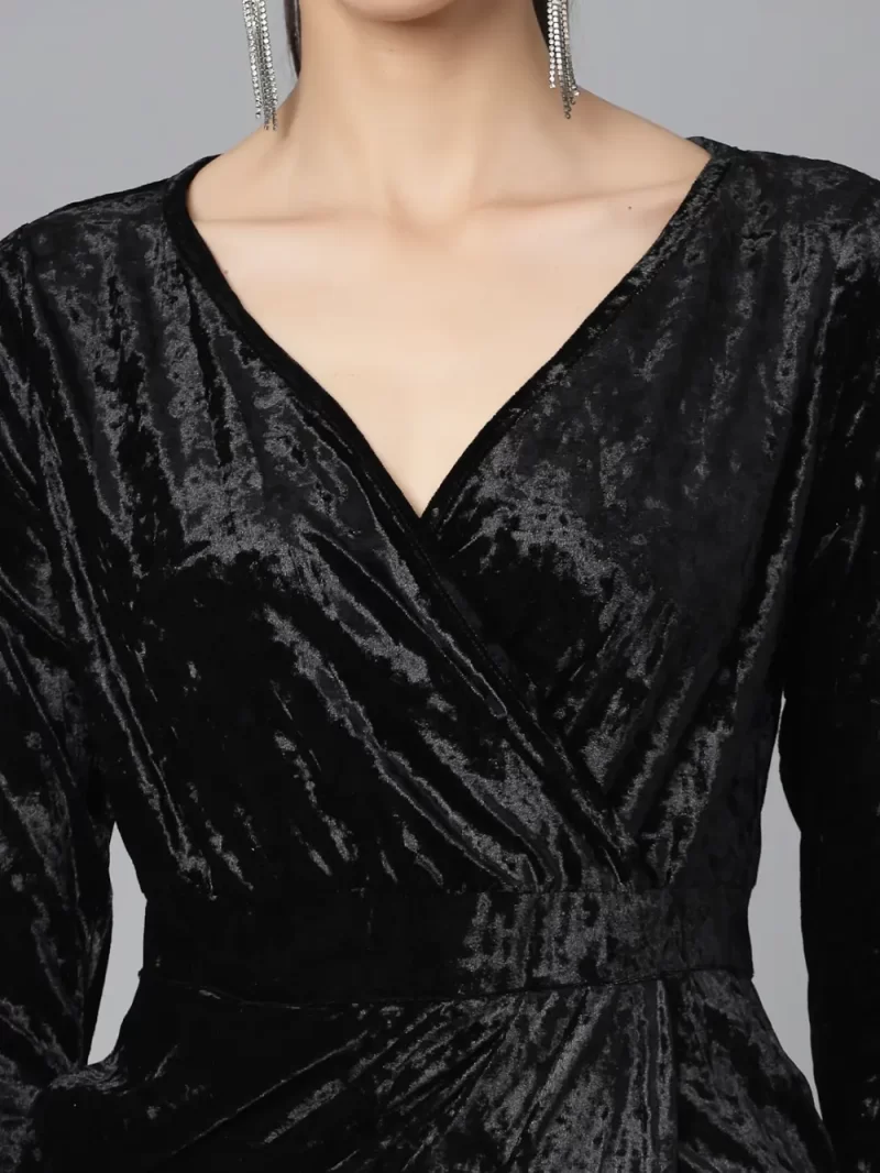 V Neck Wrap Tulip Hemline Dress