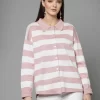 Striped Shirt Collar Cardigan Sweater