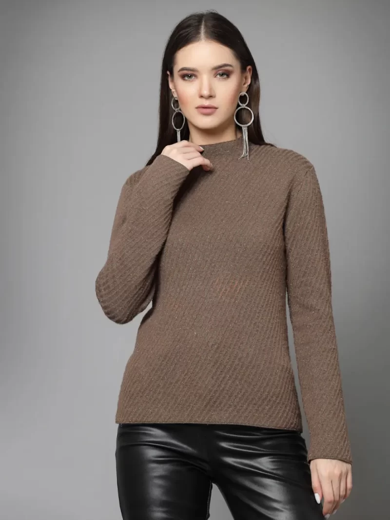 Ribbed High Neck Pullover