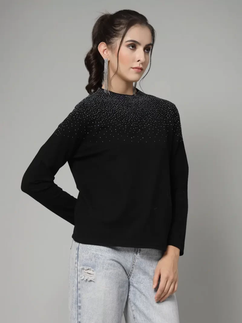 High Neck Embellished Detail Pullover