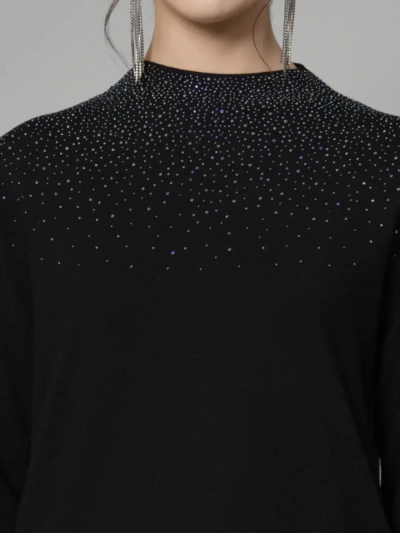 High Neck Embellished Detail Pullover