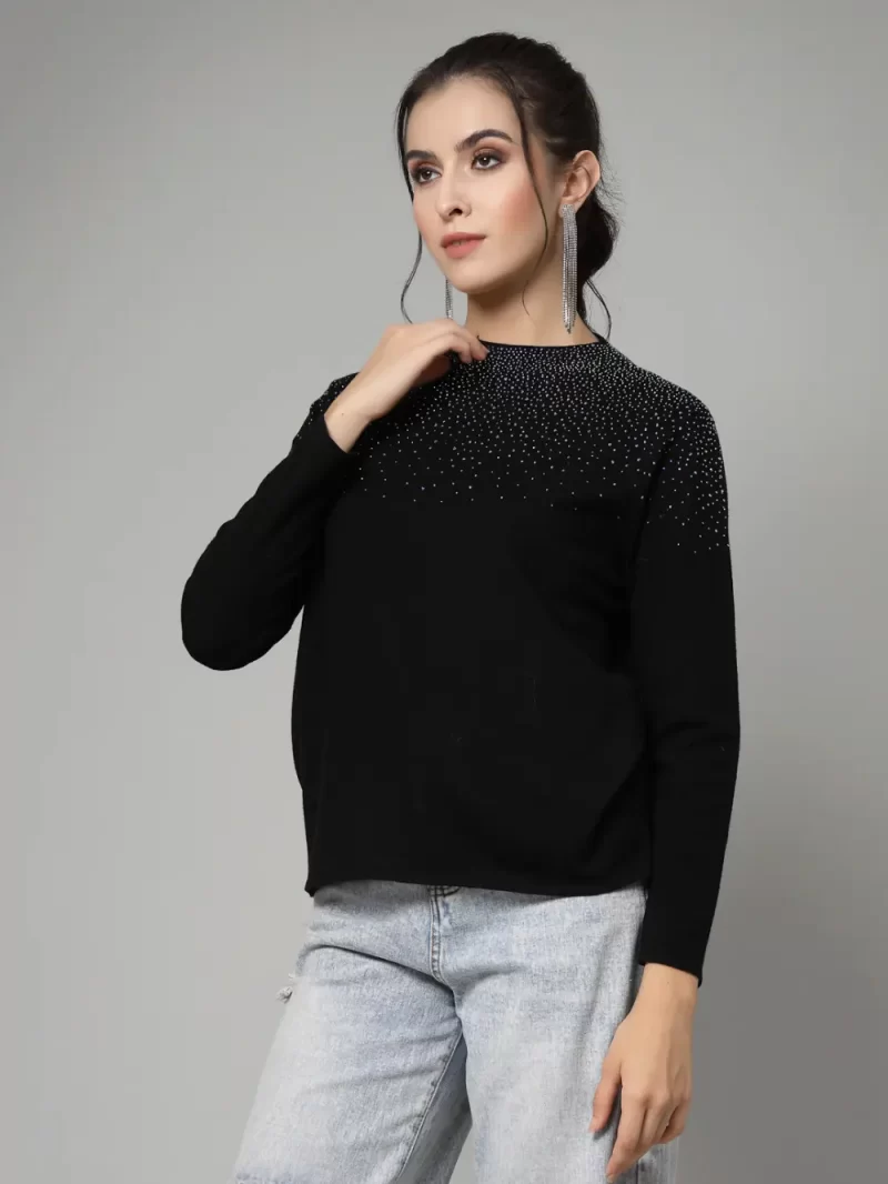 High Neck Embellished Detail Pullover