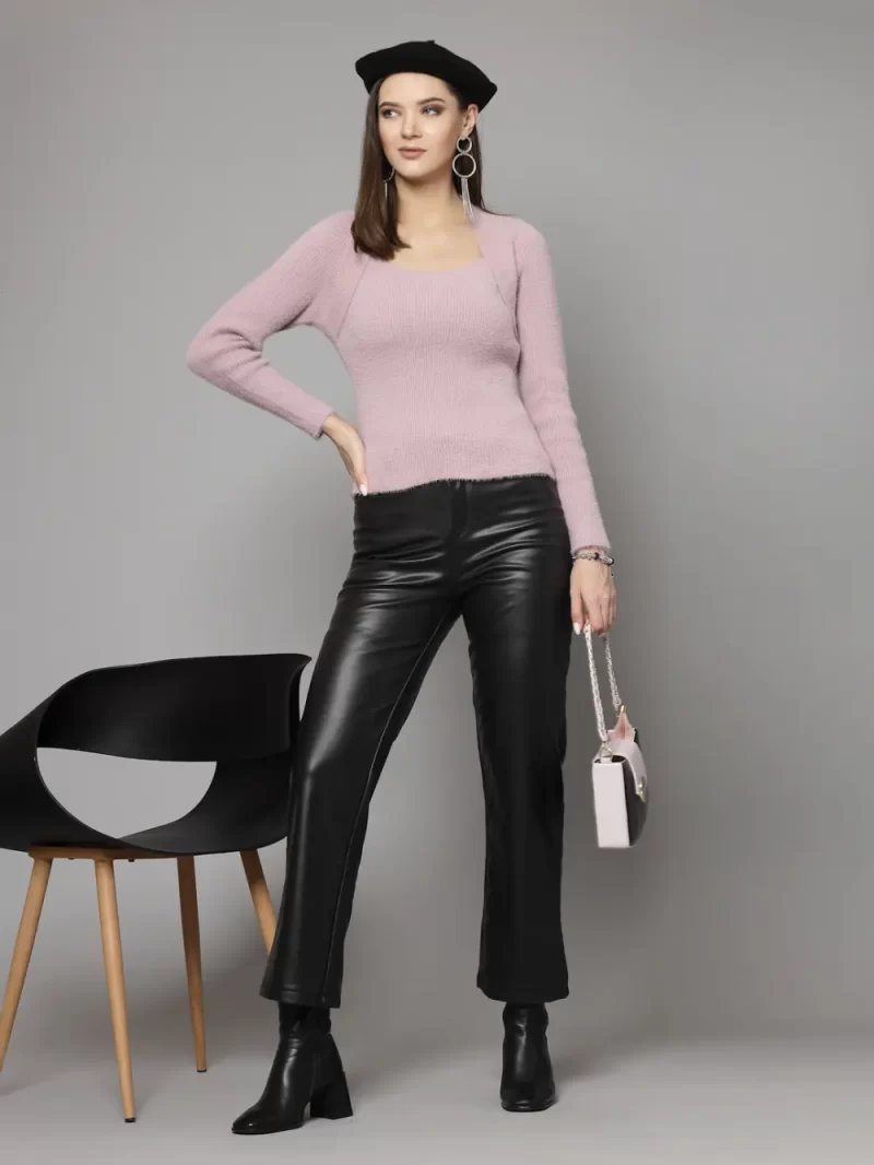 Round Neck Ribbed Pullover