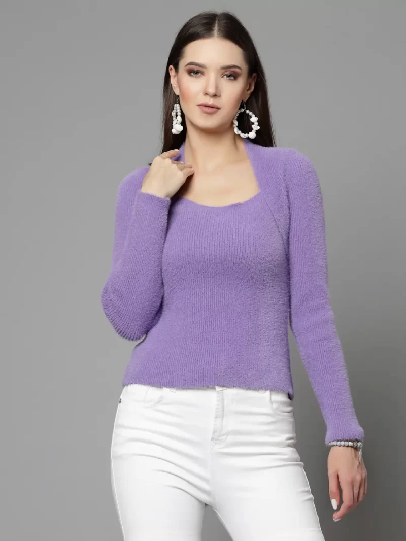 Round Neck Ribbed Pullover