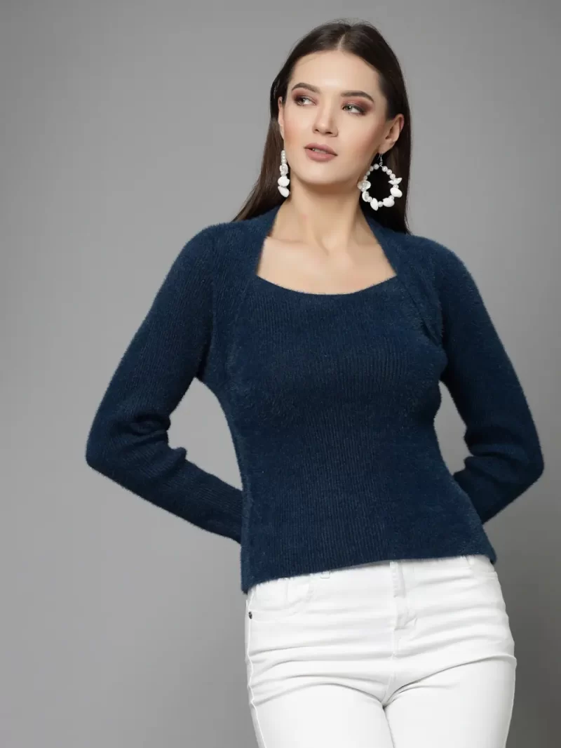 Round Neck Ribbed Pullover