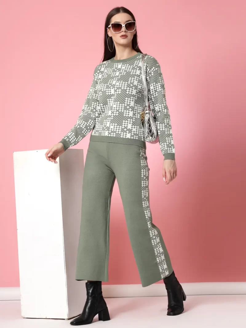 Geometric Printed Round Neck Co-Ords Set