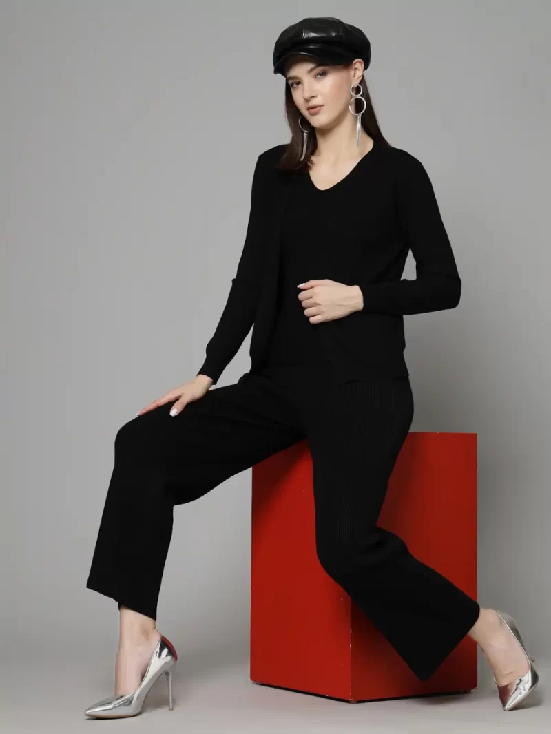 Ribbed Top & Trousers With Shrug Co-Ords