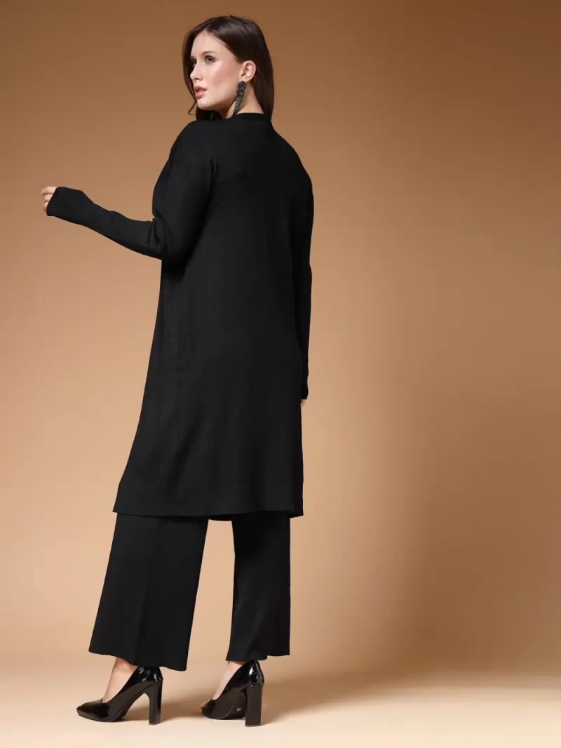 Self Design Shoulder Straps Top With Palazzo & Long Shrug