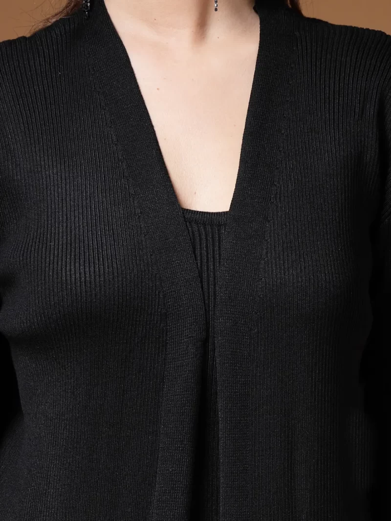 Self Design Shoulder Straps Top With Palazzo & Long Shrug