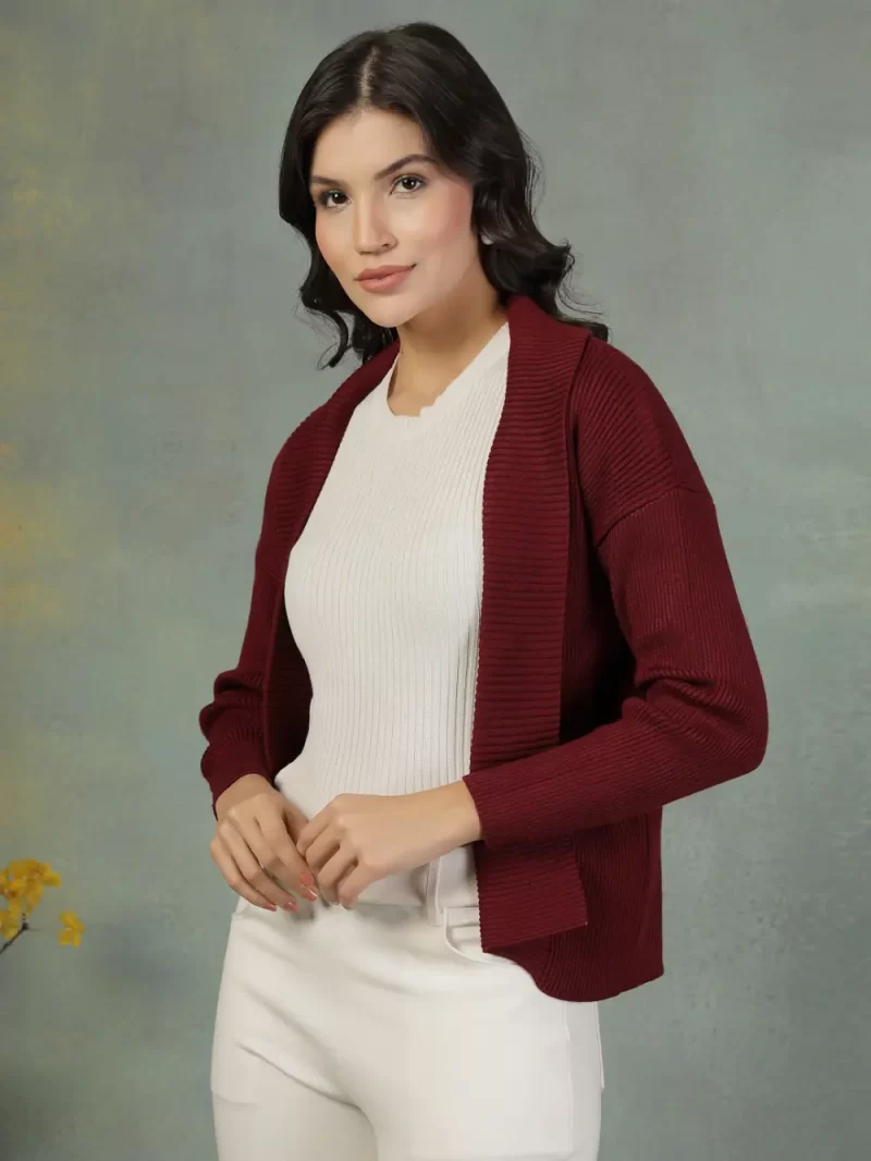 Women Long Sleeves Open Front Longline Shrug