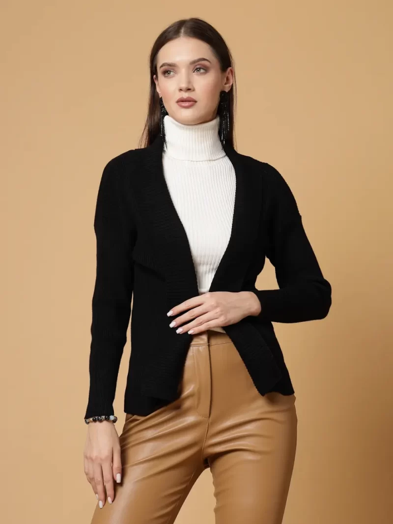 Women Long Sleeves Open Front Longline Shrug