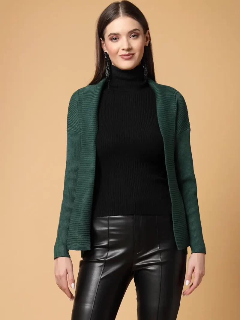 Women Long Sleeves Open Front Longline Shrug