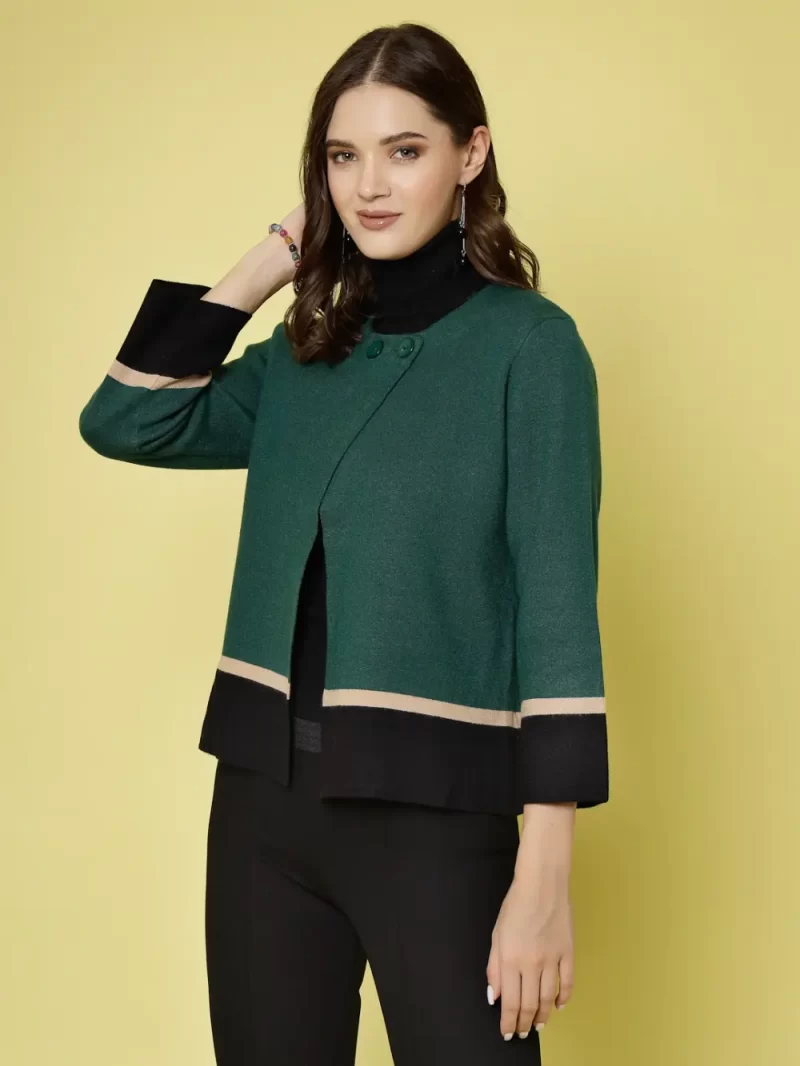 Women Button Long Sleeves Shrug