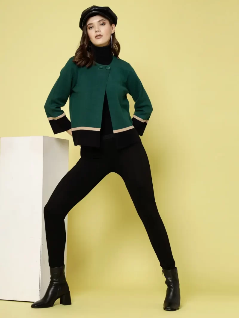 Women Button Long Sleeves Shrug