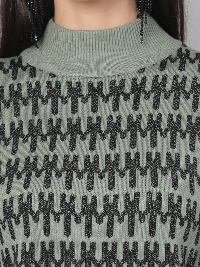 Geometric Printed High Neck Cuffed Sleeves T-Shirt Dresses