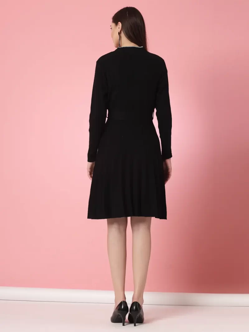 Striped Pleated A-Line Dress Comes With A Belt