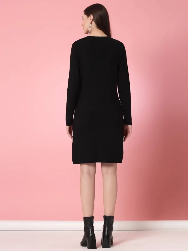 Round Neck Beads And Stones A-Line Dress