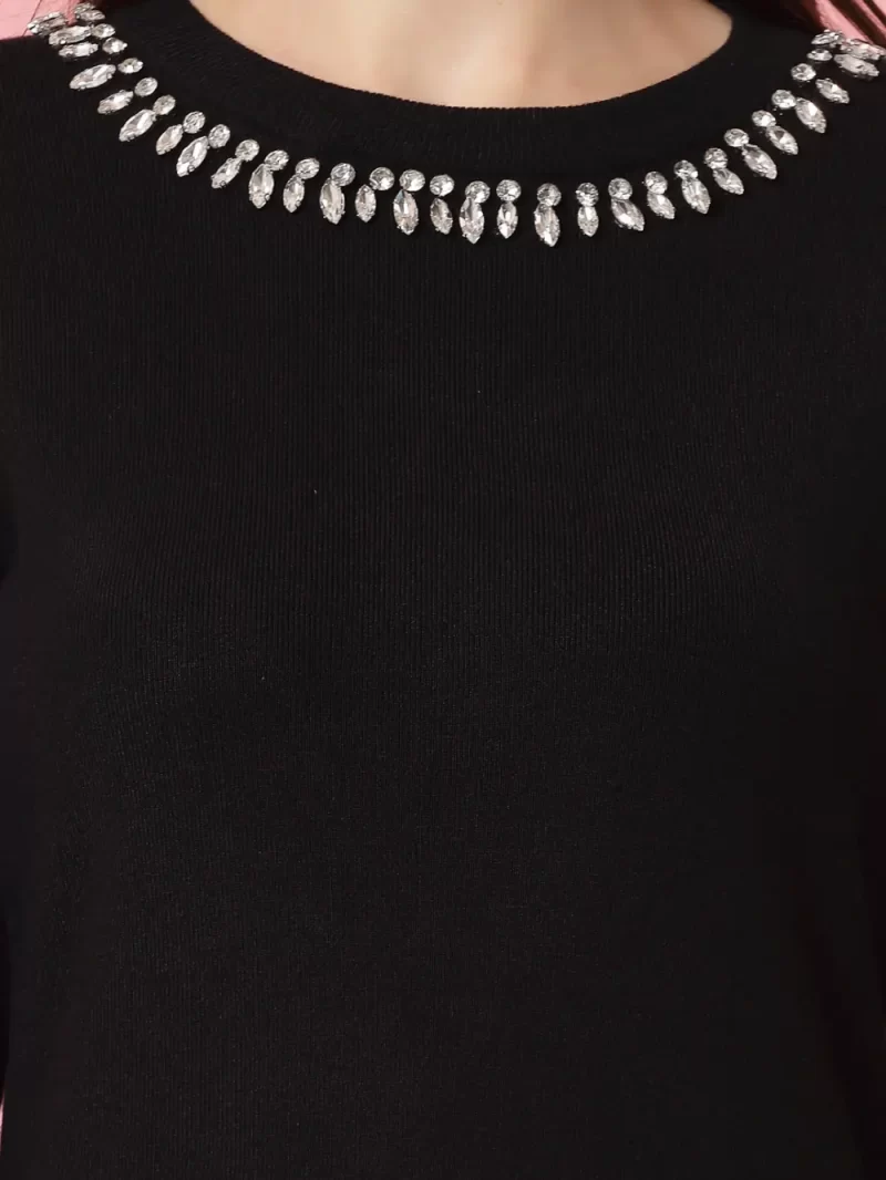 Round Neck Beads And Stones A-Line Dress