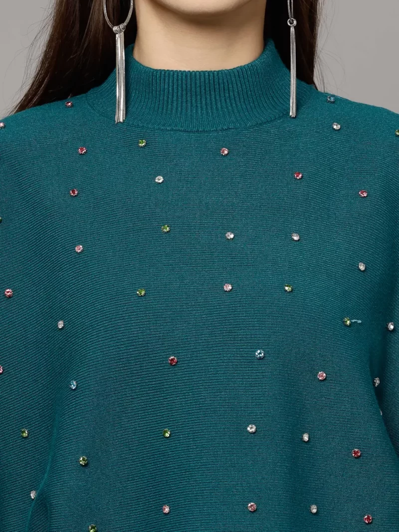 Teal Embellished Bodycon Dress