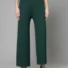 Women Mid-Rise Flared Knitted Trousers