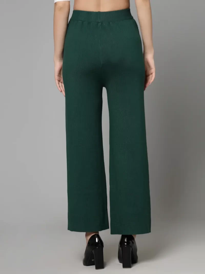 Women Mid-Rise Flared Knitted Trousers