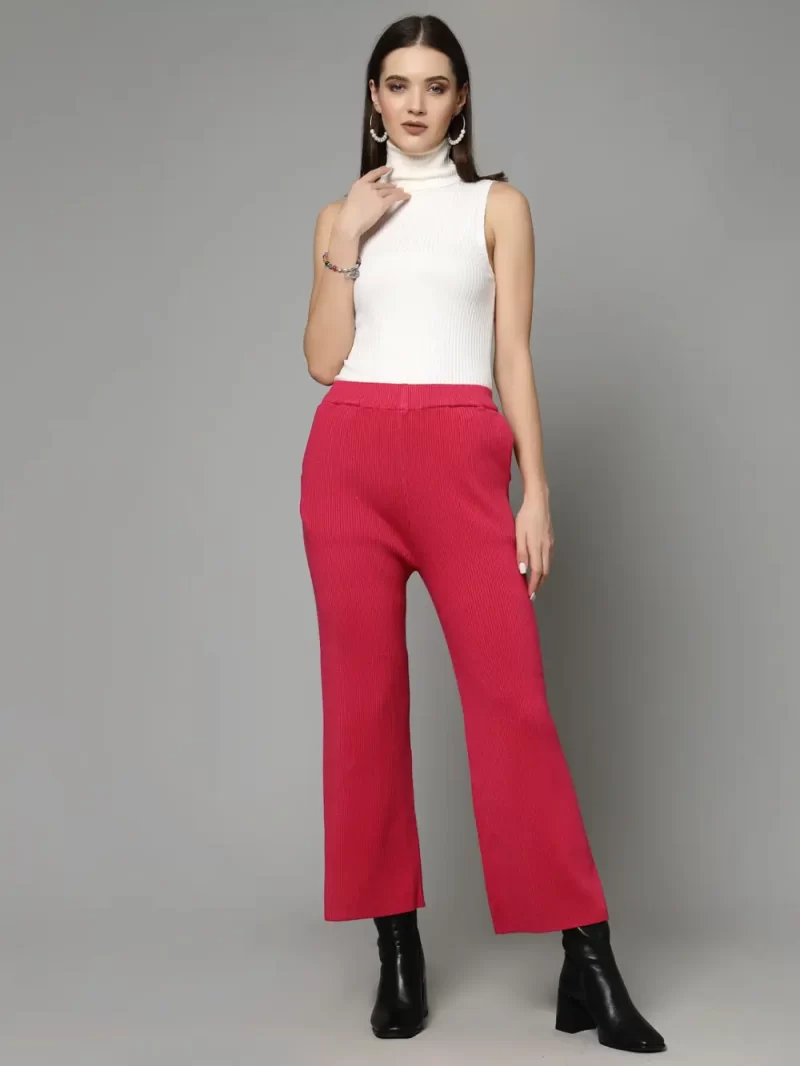 Women Flared Knitted Cropped Palazzos