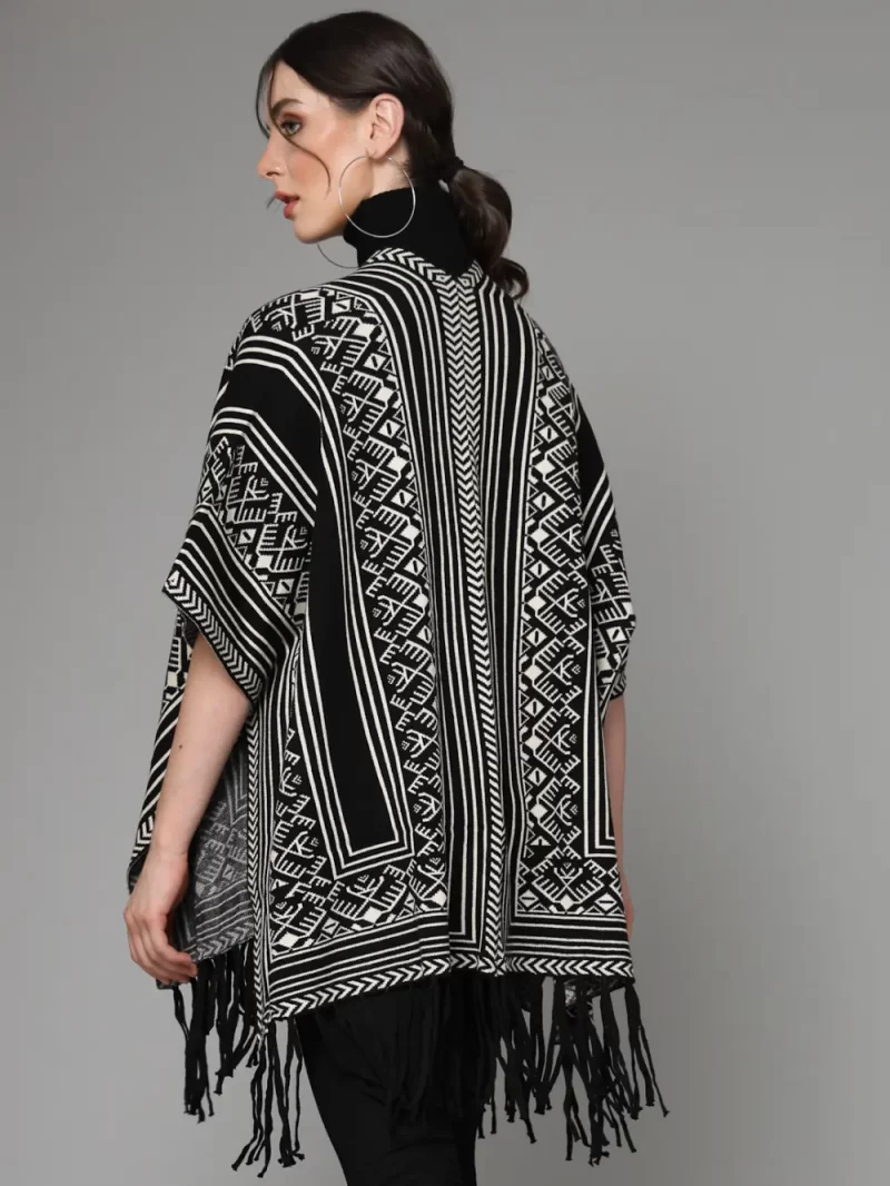 Geometric Printed Longline Poncho