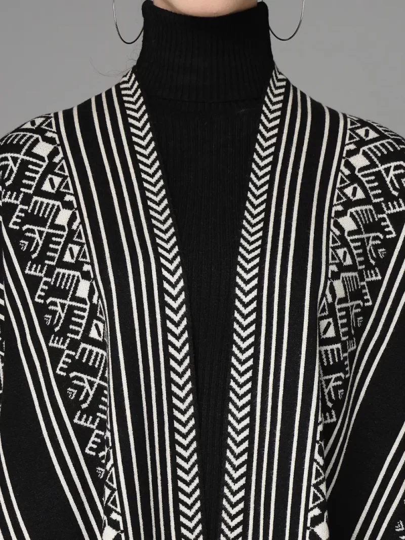 Geometric Printed Longline Poncho