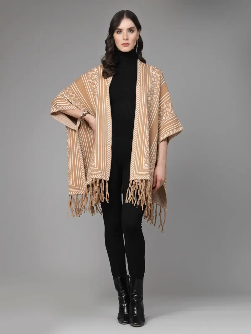 Geometric Printed Longline Poncho