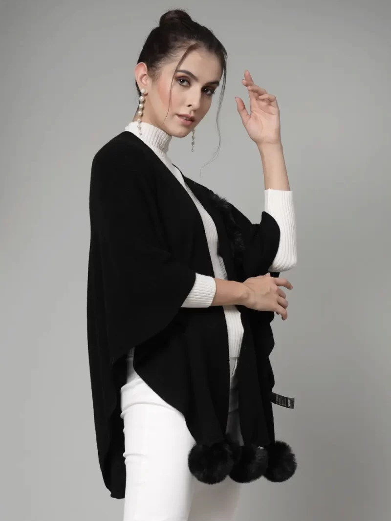 Women Solid Longline Poncho