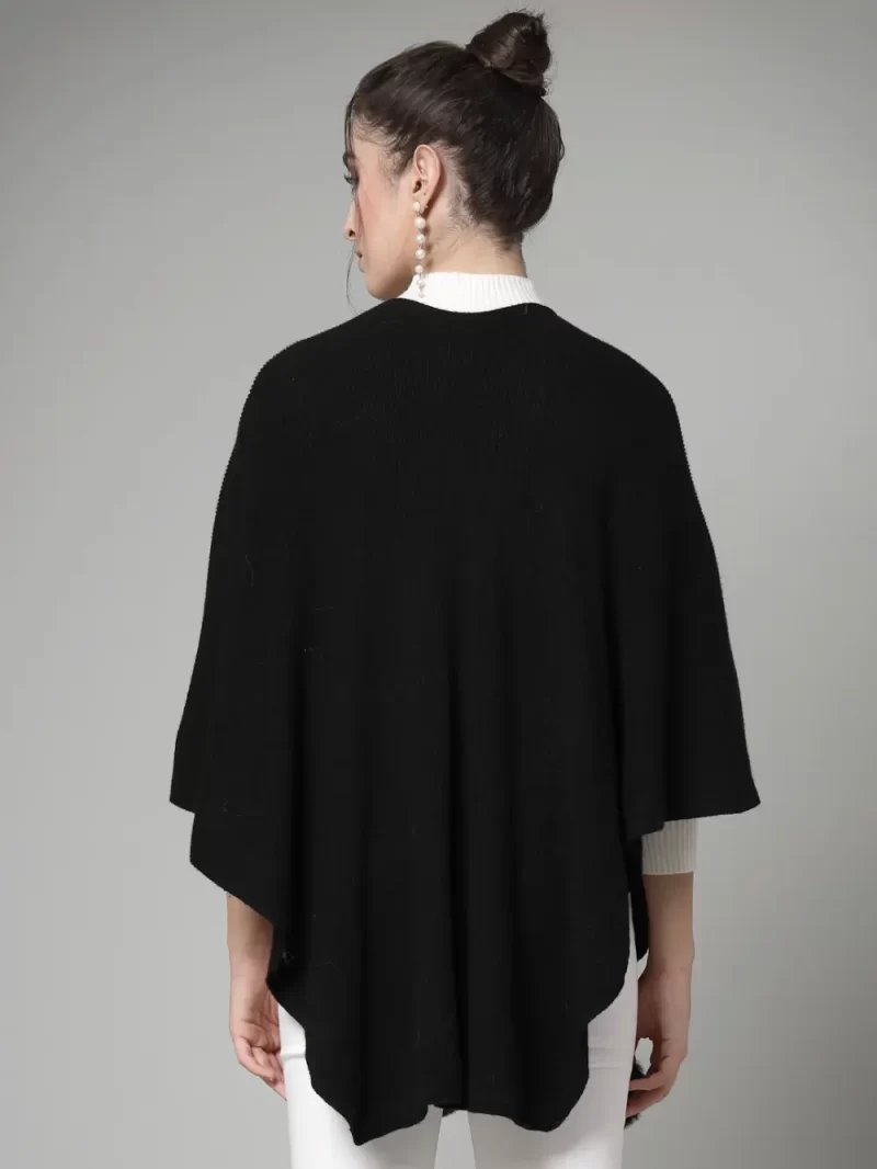 Women Solid Longline Poncho