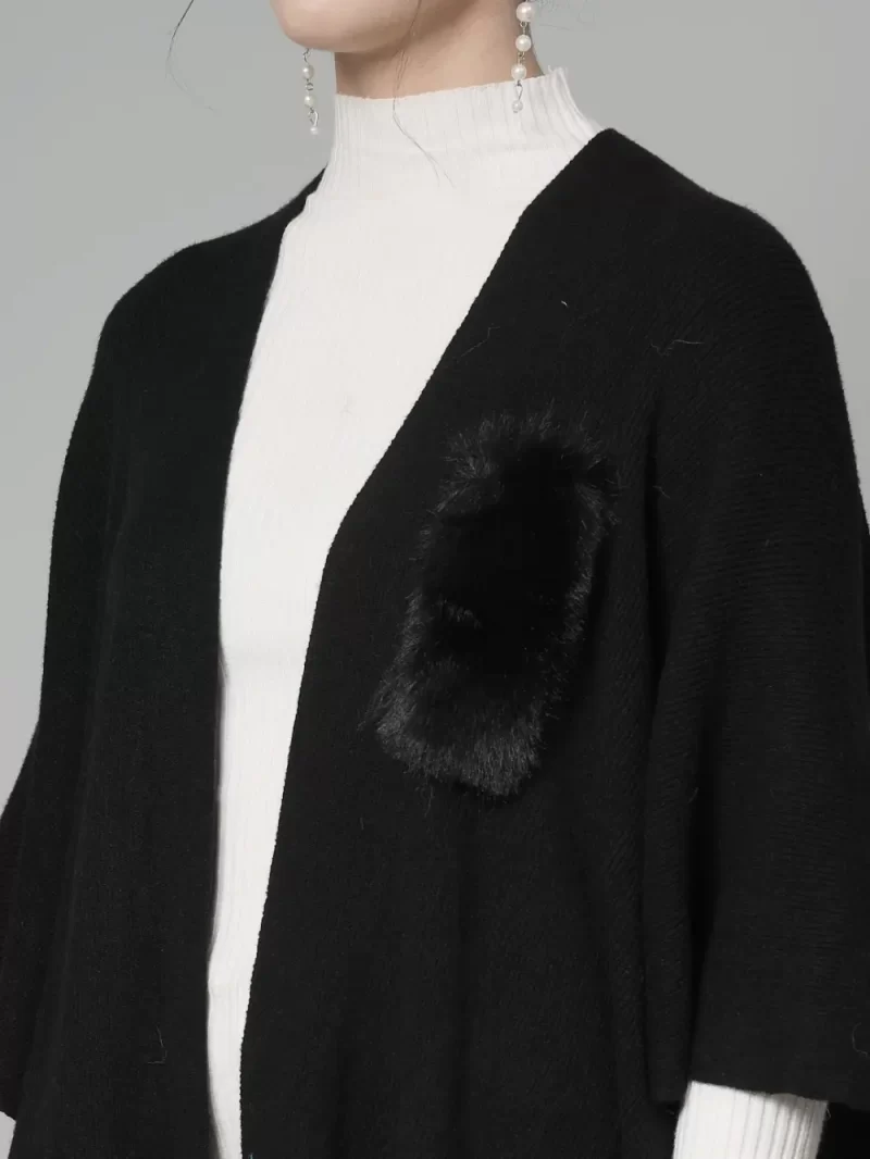 Women Solid Longline Poncho