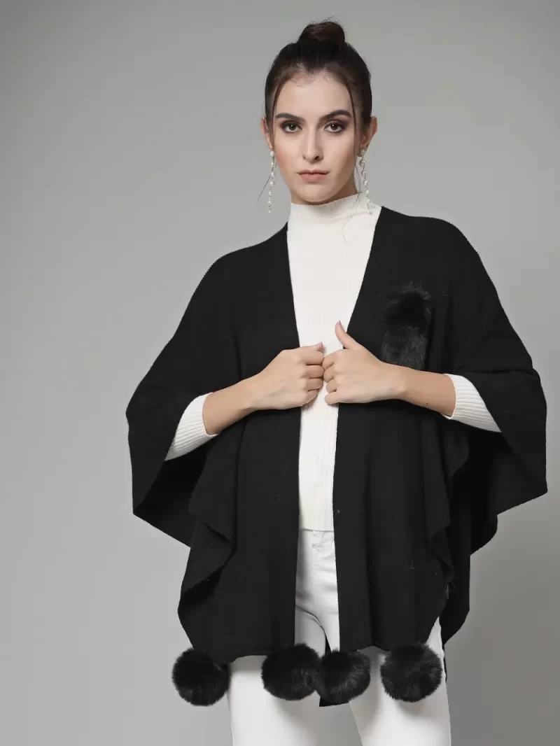 Women Solid Longline Poncho