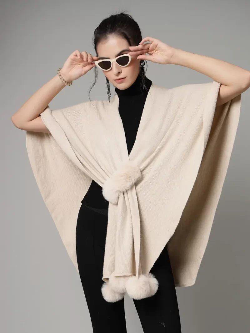 Women Solid Longline Poncho