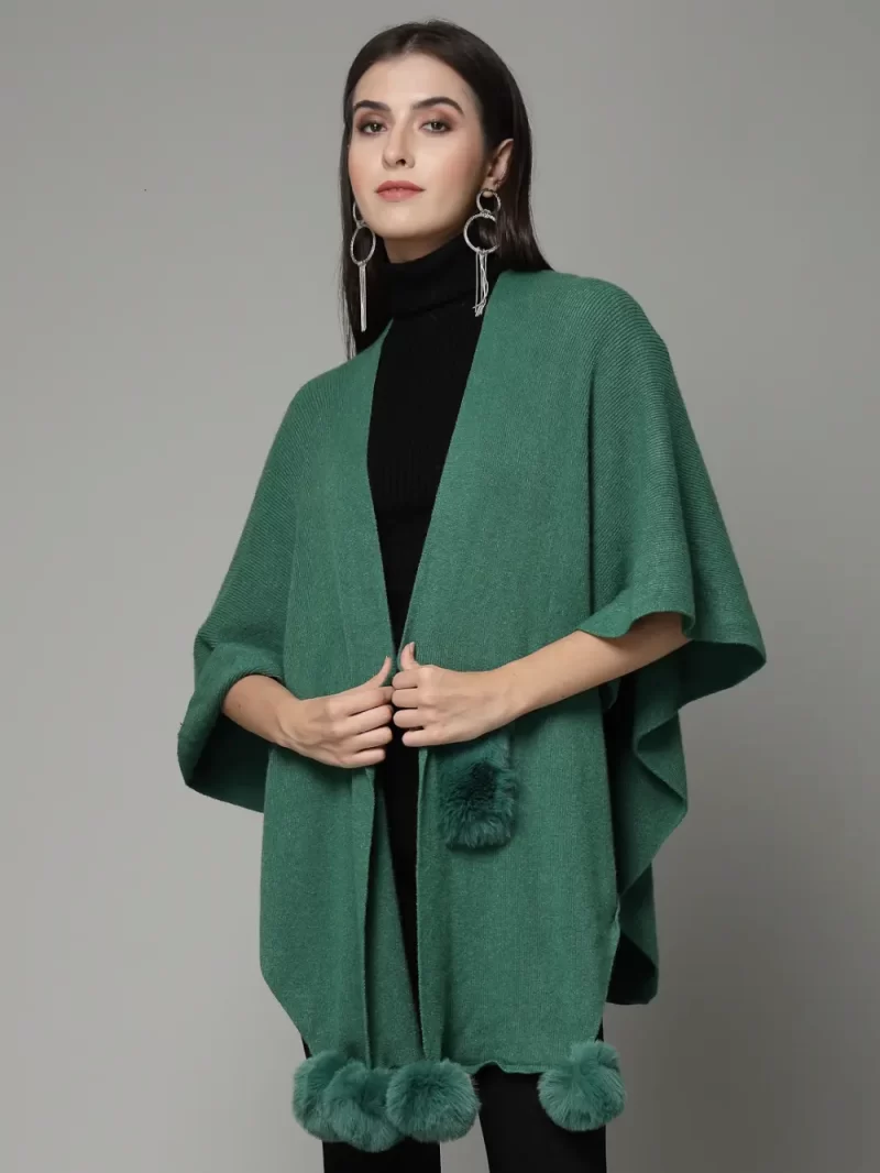 Women Solid Longline Poncho