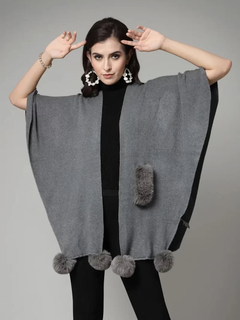 Women Solid Longline Poncho