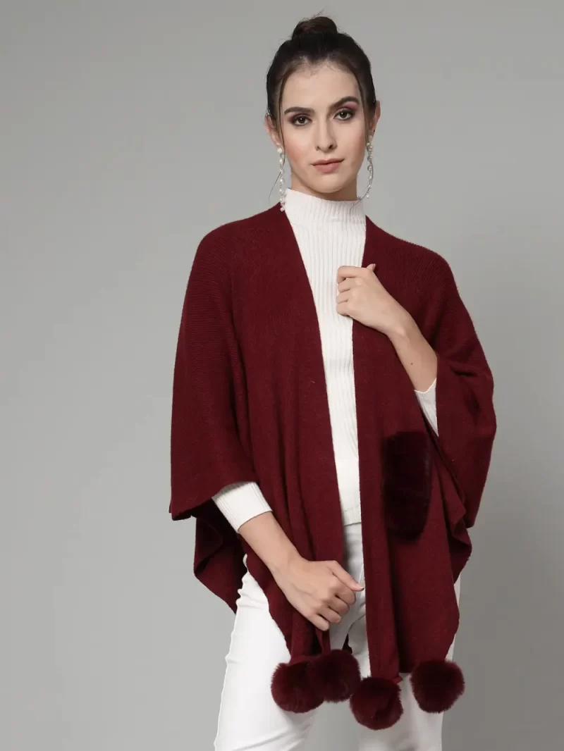 Women Solid Longline Poncho