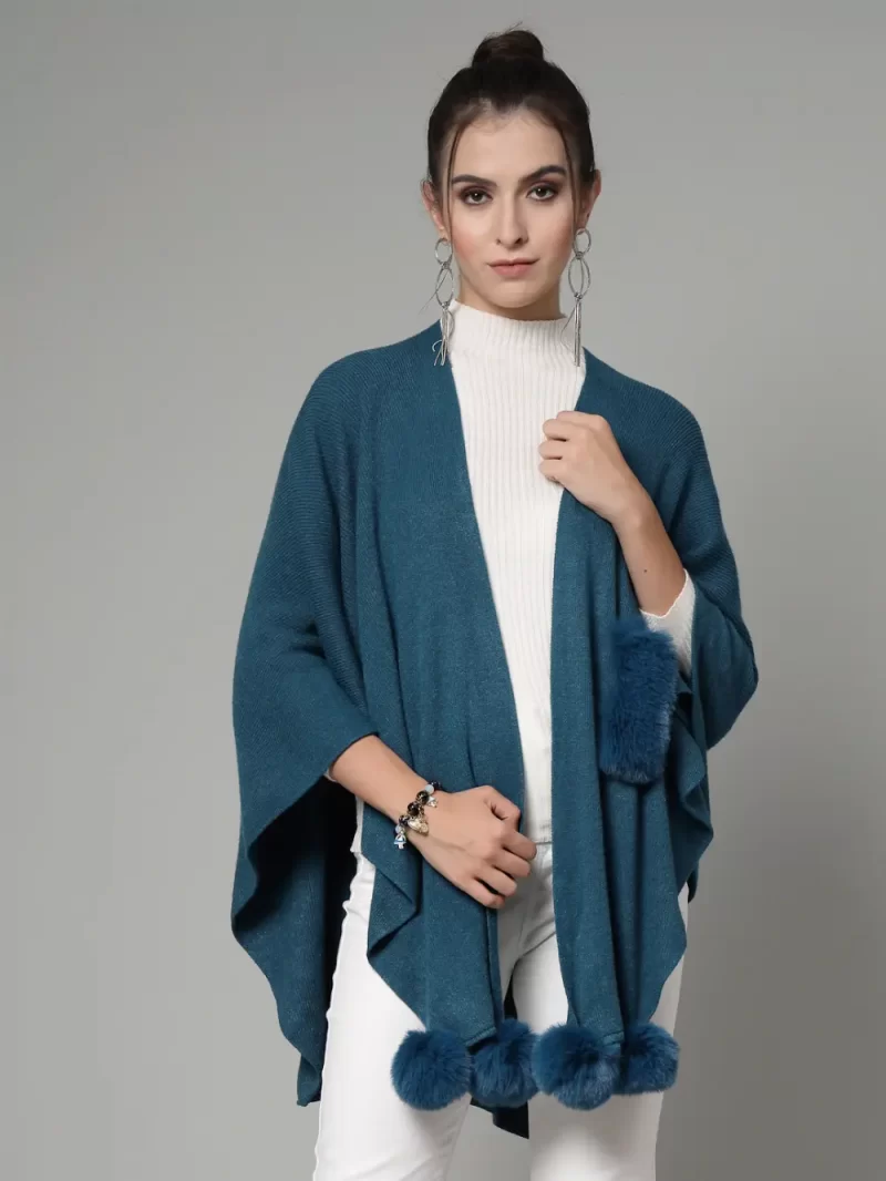 Women Solid Longline Poncho