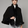 Long Sleeves Poncho With Fuzzy Detail