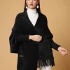 Women Longline Poncho With Fringed Detail