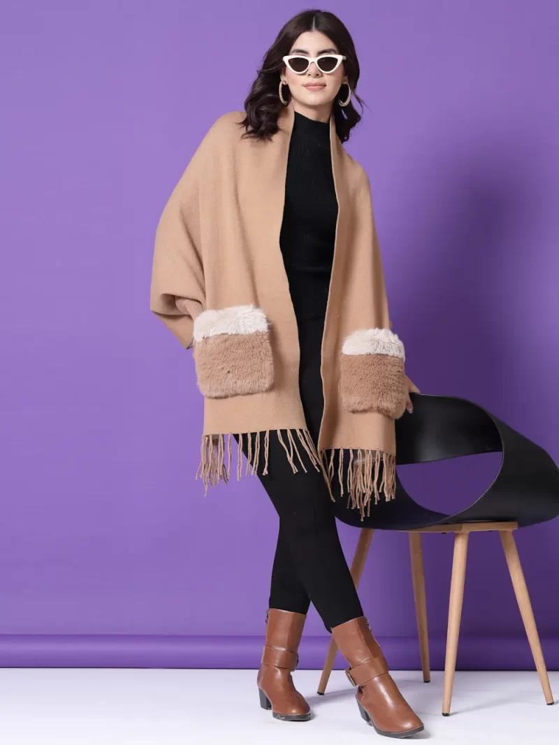 V-Neck Longline Poncho