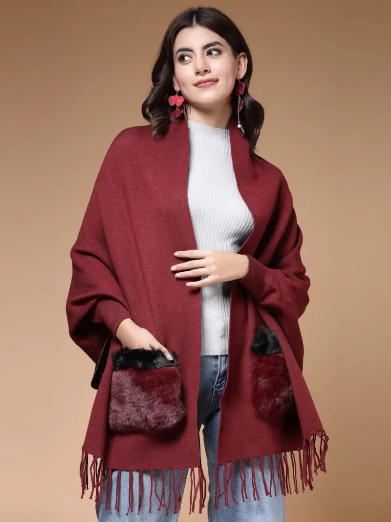 V-Neck Longline Poncho